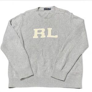 POLO RALPH LAUREN RL LOGO CREWNECK SWEATER PULLOVER GRAY Small $250